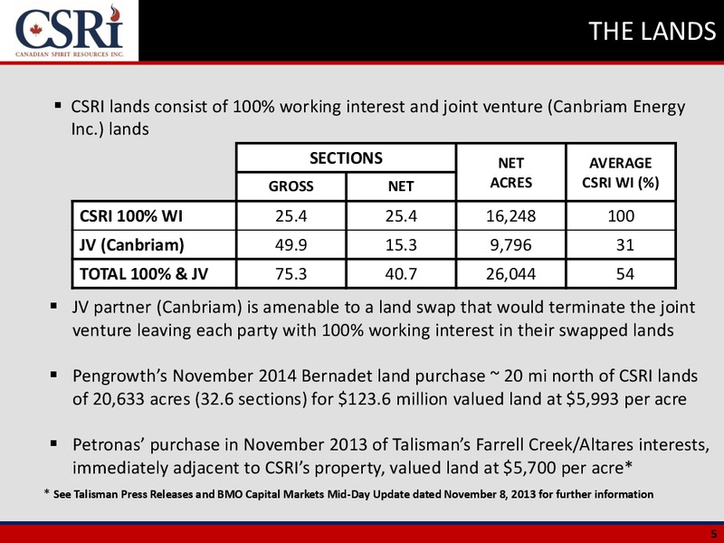 Corporate Presentation September 2015 – Canadian Spirit Resources Inc. – slide 4
