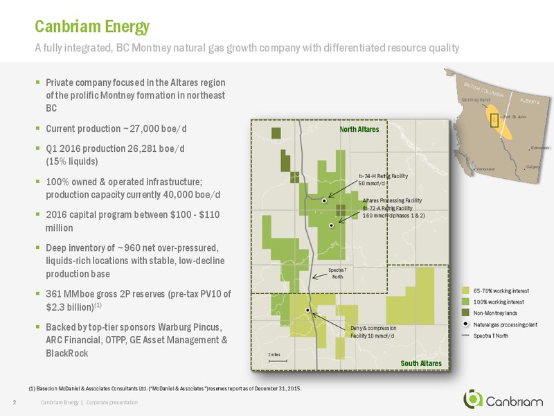 June 2015 Corporate Presentation – Canbriam Energy – slide 2