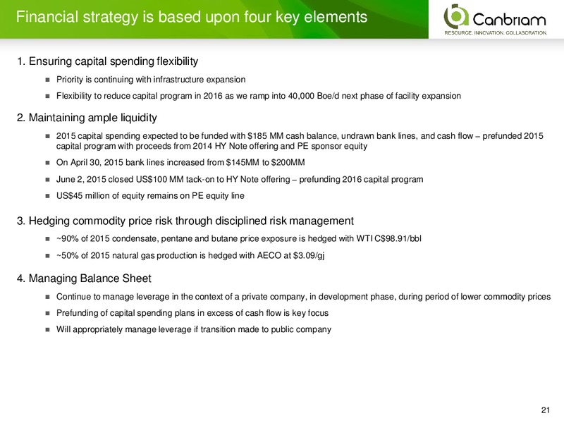 September 2015 Investor Presentation – Canbriam Energy – slide 21