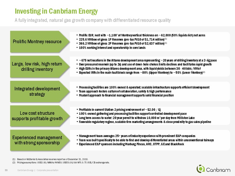 September 2017 Corporate Presentation – Canbriam Energy – slide 20