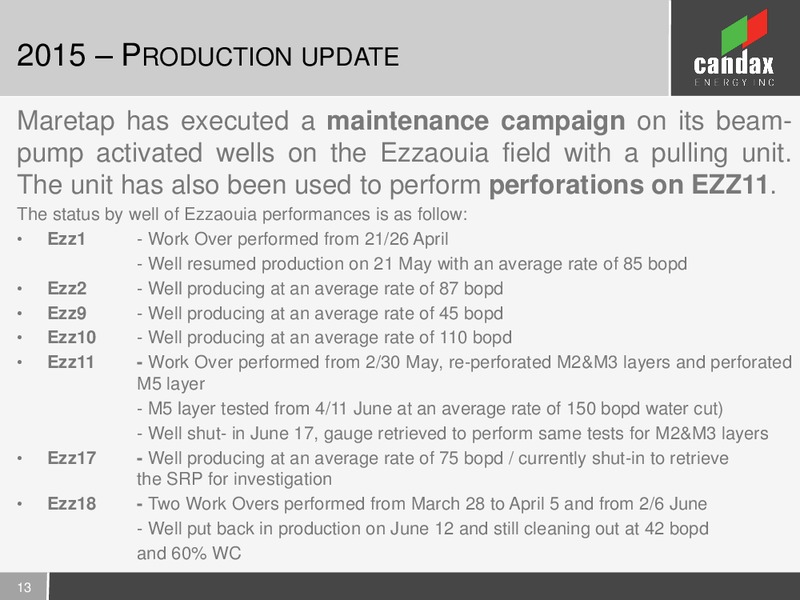 JUNE 2015 ANNUAL SHAREHOLDERS MEETING – Candax Energy Inc. – slide 12