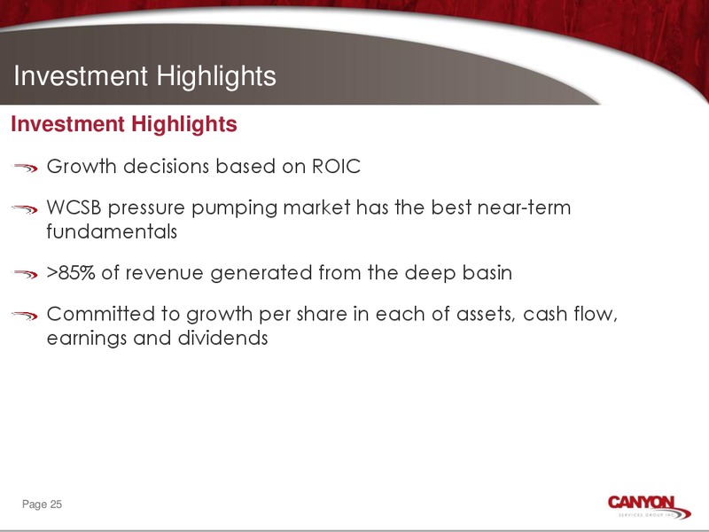 June 2015 Corporate Presentation – Canyon Services Group Inc. – slide 24
