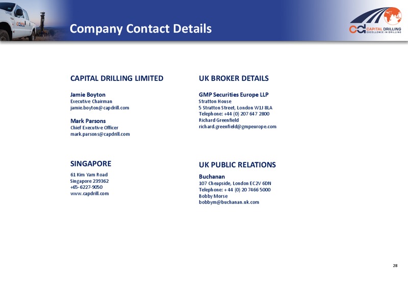 2014 ANNUAL RESULTS PRESENTATION – Capital Drilling Ltd – slide 27
