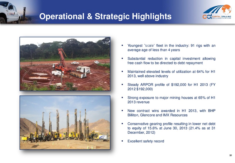 H1 2013 RESULTS – Capital Drilling Ltd – slide 9
