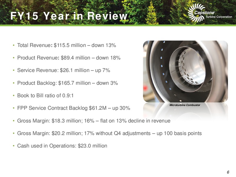 Q4 2015 EARNINGS CALL – Capstone Turbine Corporation – slide 6