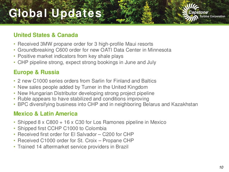 Q4 2015 EARNINGS CALL – Capstone Turbine Corporation – slide 10