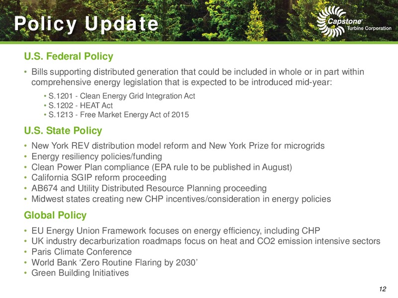 Q4 2015 EARNINGS CALL – Capstone Turbine Corporation – slide 12