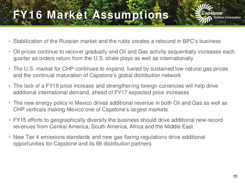 Q4 2015 EARNINGS CALL – Capstone Turbine Corporation – slide 15