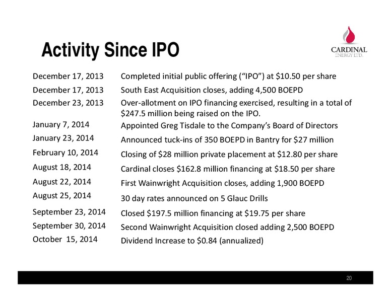 November 2014 Corporate Presentation – Cardinal Energy Ltd. – slide 20