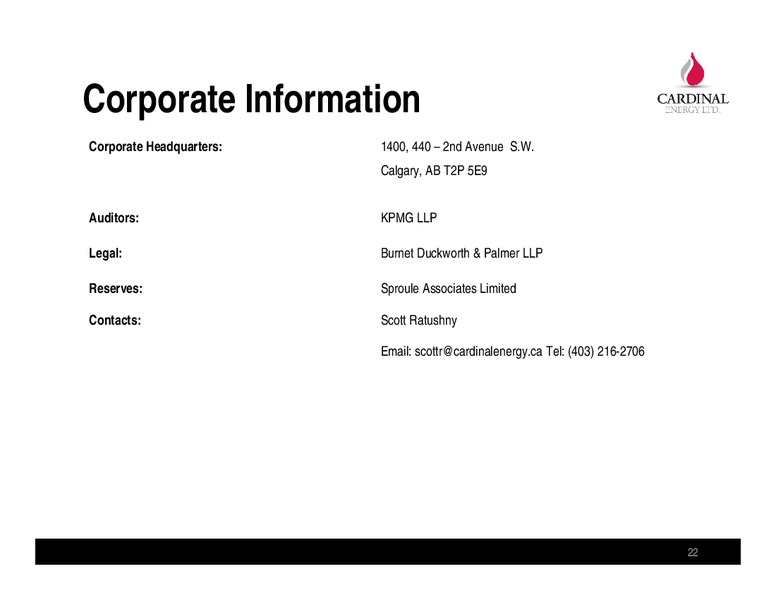 MAY 2014 CORPORATE PRESENTATION – Cardinal Energy Ltd. – slide 22