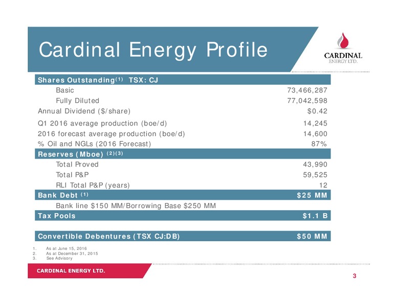 June 2016 Corporate Presentation – Cardinal Energy Ltd. – slide 2