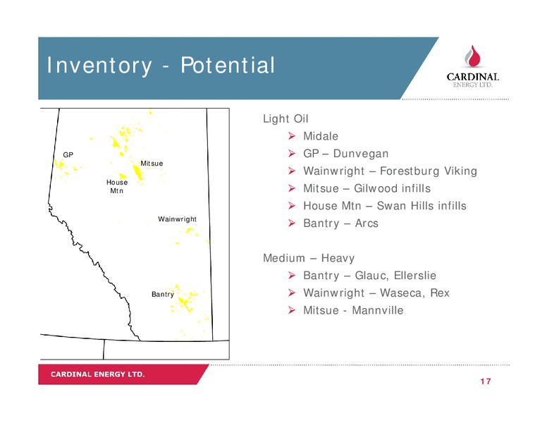 September 2018 Corporate Presentation – Cardinal Energy Ltd. – slide 17