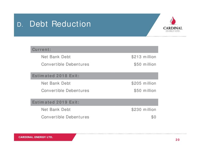 September 2018 Corporate Presentation – Cardinal Energy Ltd. – slide 20