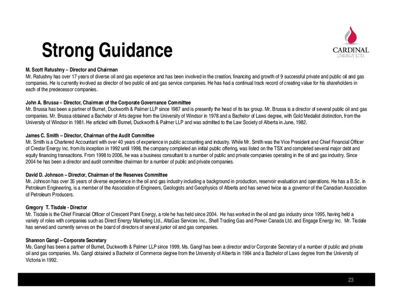 NOVEMBER 2014 CORPORATE PRESENTATION – Cardinal Energy Ltd. – slide 23
