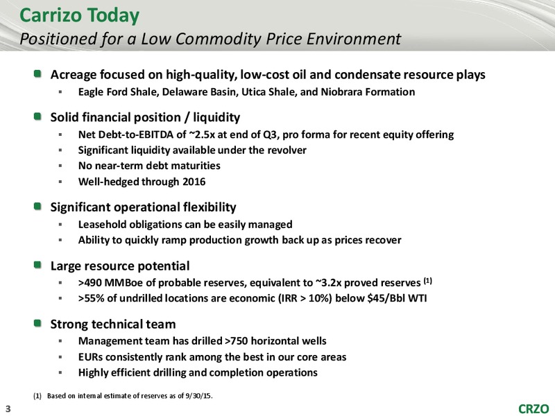 4th Annual Southern California Energy Day – Carrizo Oil & Gas Inc. – slide 2