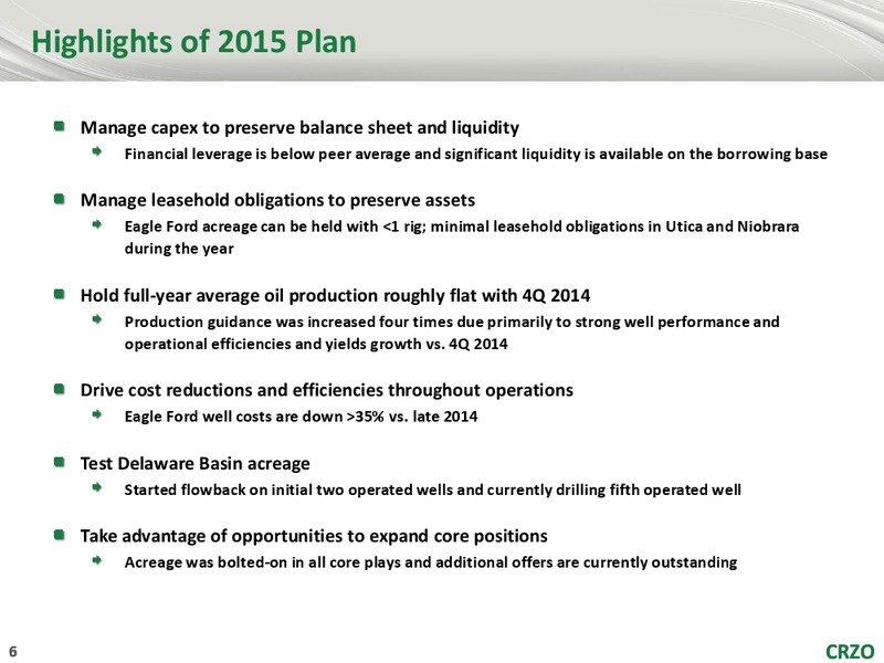 US Capial Advistor Annual Corporate Access – Carrizo Oil & Gas Inc. – slide 5