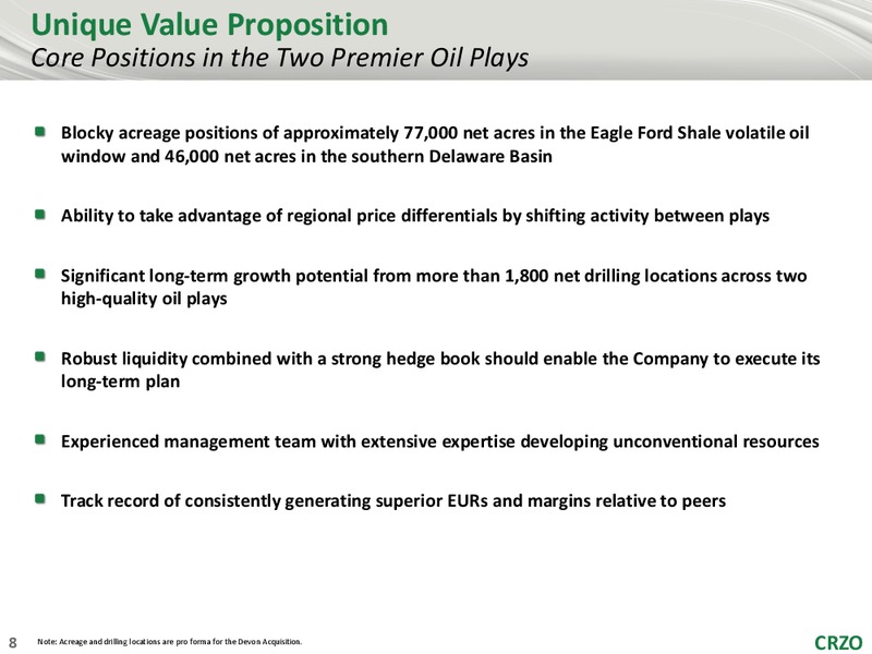 August 2018 Corporate Presentation – Carrizo Oil & Gas Inc. – slide 7