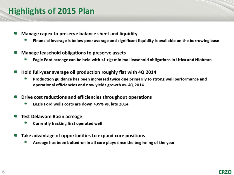 JOHNSON RICE 2015 ENERGY CONFERENCE – Carrizo Oil & Gas Inc. – slide 5