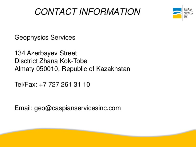MAY 2015 CORPORATE PRESENTATION – Caspian Services Inc – slide 66