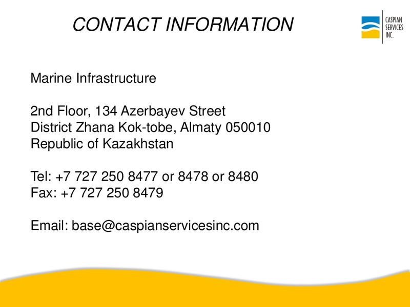MAY 2015 CORPORATE PRESENTATION – Caspian Services Inc – slide 67