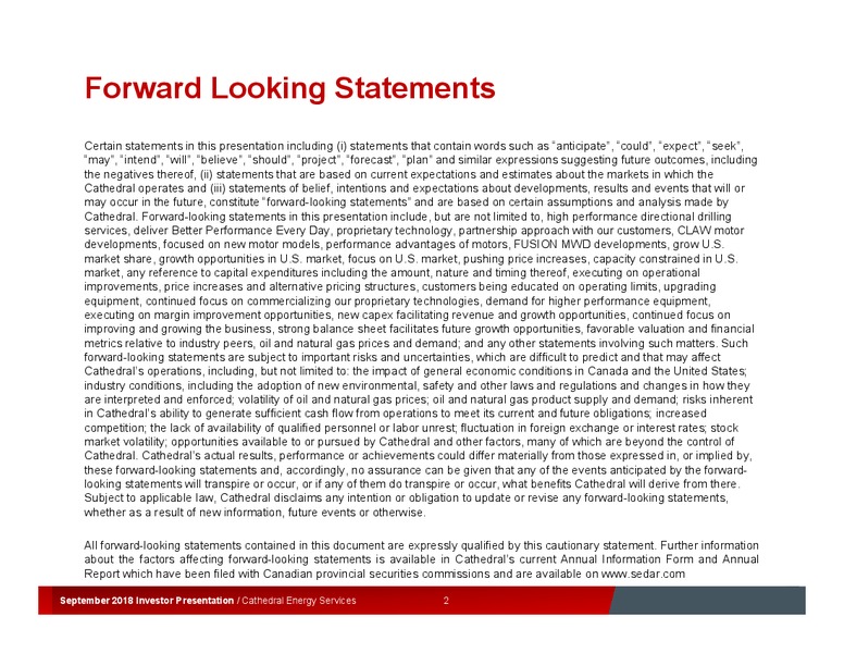 Peters & Co Investor Conference – Cathedral Energy Services Ltd. – slide 2