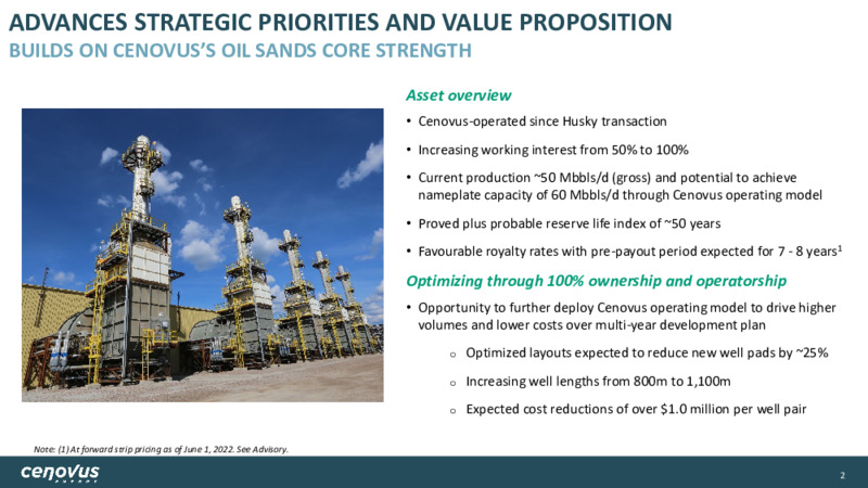 Sunrise Oil Sands Acquisition – Cenovus Energy Inc. – slide 2