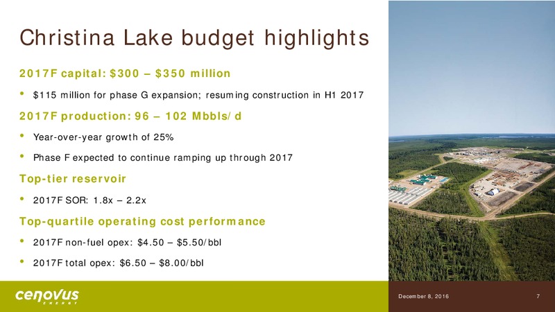 December 2017 Investor Presentation – Cenovus Energy Inc. – slide 5