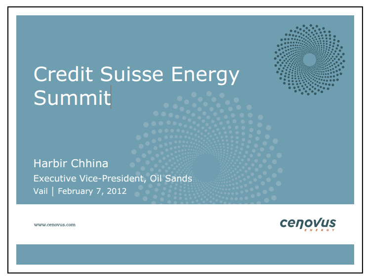 Credit Suisse Energy  Summit – Cenovus Energy Inc. – slide 1