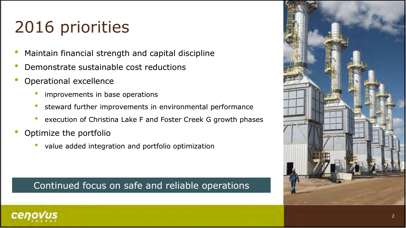 July 2016 Corporate Update – Cenovus Energy Inc. – slide 3