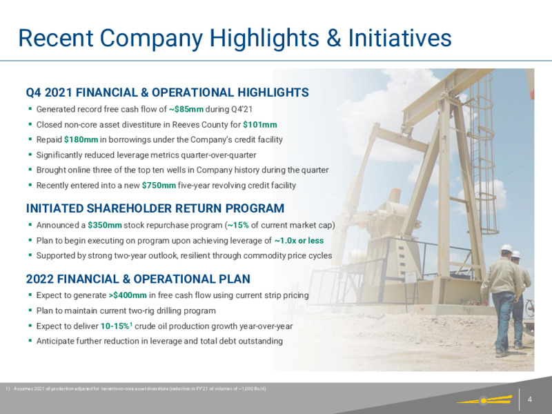 4Q 2021 Earnings Presentation – Centennial Resource Development – slide 3