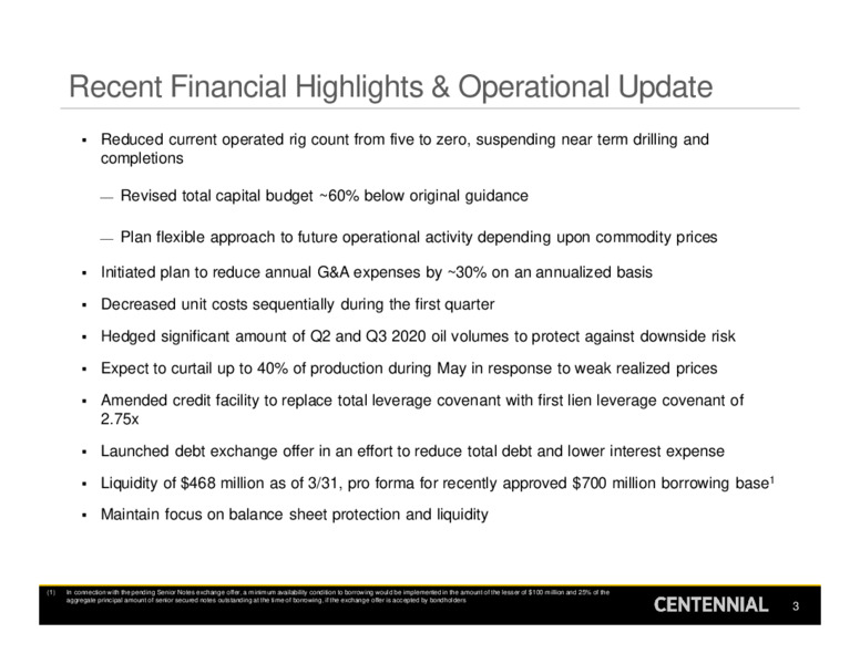 Q1 2020 Earnings Presentation – Centennial Resource Development – slide 2