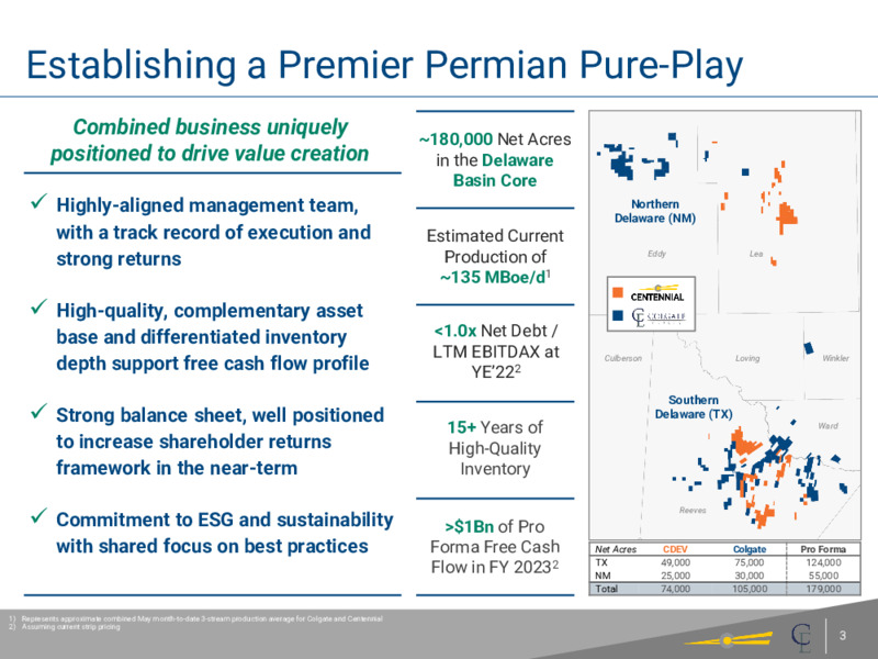 Combination of Centennial & Colgate – Centennial Resource Development – slide 2