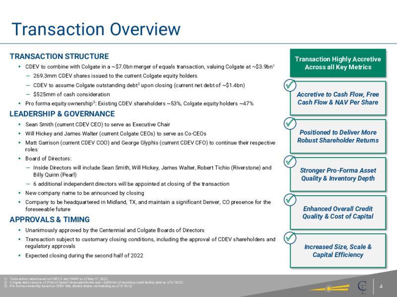 Combination of Centennial & Colgate – Centennial Resource Development – slide 3
