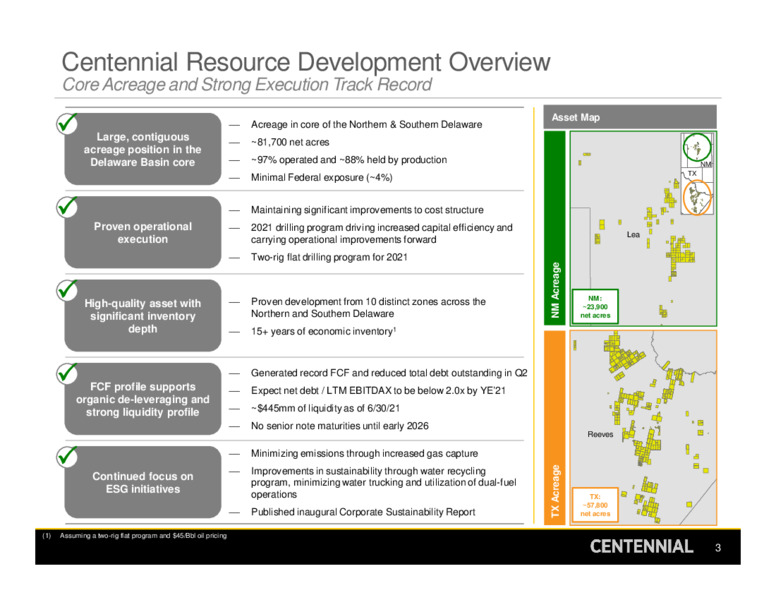 2Q 2021 Earnings Presentation – Centennial Resource Development – slide 2