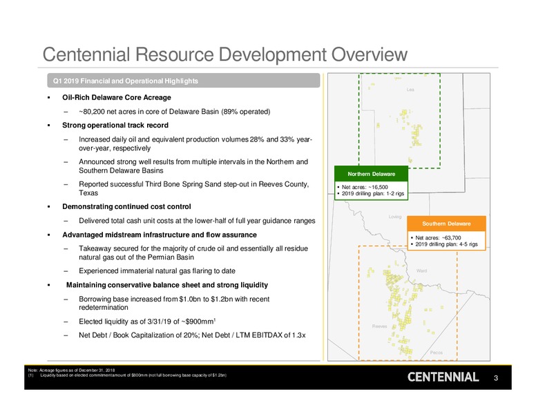 1Q 2019 Earnings Presentation – Centennial Resources Development – slide 2