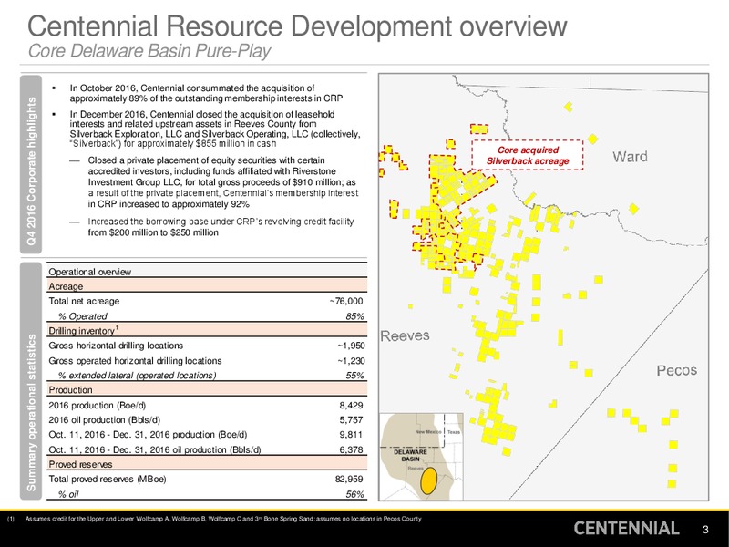2016 Earnings Presentation – Centennial Resources Development – slide 2