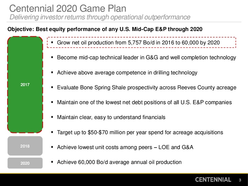 2017 13th Annual Hotter 'n Hell Conference Tudor Pickering Holt and Co – Centennial Resources Development – slide 2