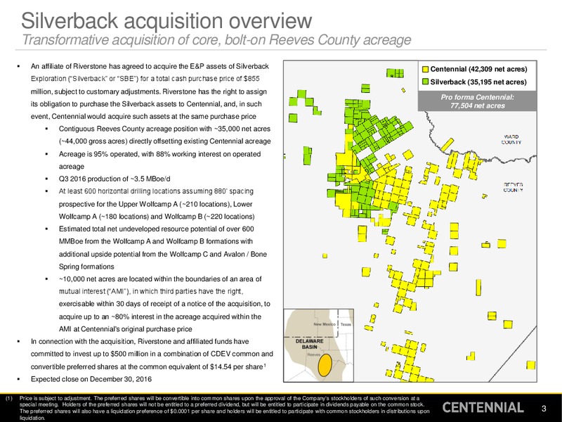 Silverback Exploration Acquisition – Centennial Resources Development – slide 2
