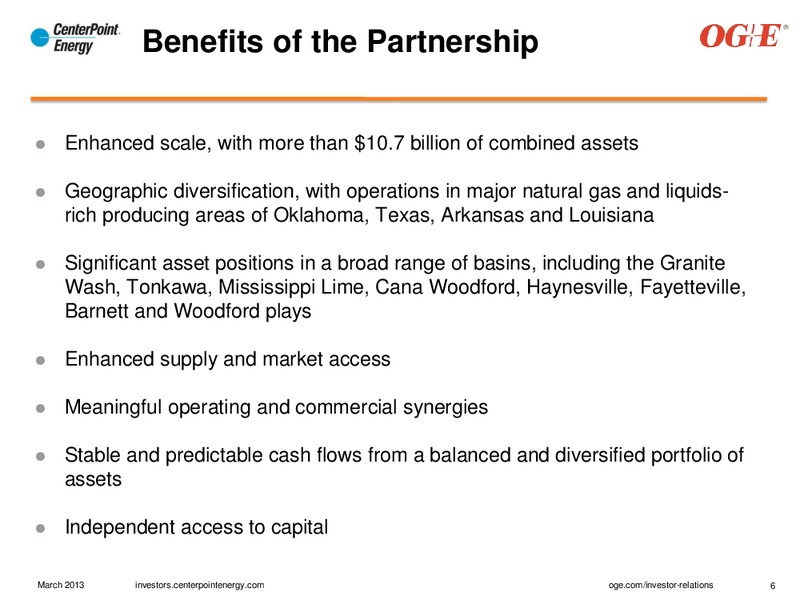 MARCH 2013 INVESTOR PRESENTATION – Centerpoint Energy, Inc. – slide 6