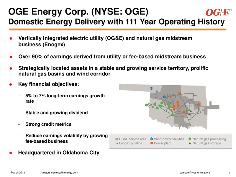 MARCH 3012 INVESTOR INTRODUCTION AND OVERVIEW – Centerpoint Energy, Inc. – slide 17