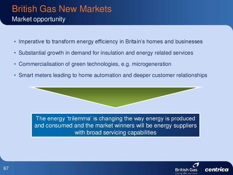 SEPTEMBER 2011 INVESTOR PRESENTATION – Centrica Plc – slide 67