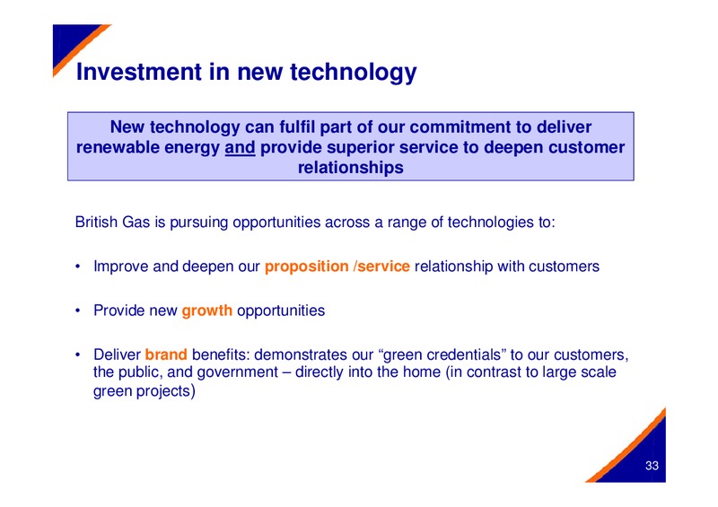OCTOBER 2005 INVESTOR PRESENTATION – Centrica Plc – slide 33