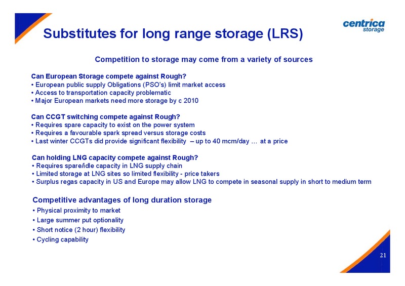 OCTOBER 2006 INVESTOR PRESENTATION – Centrica Plc – slide 21