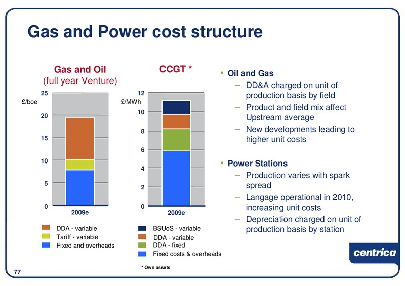 DECEMBER 2009 INVESTOR PRESENTATION – Centrica Plc – slide 78