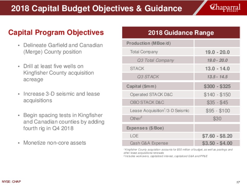 August 2018 Enercom Conference – Chaparral Energy – slide 17