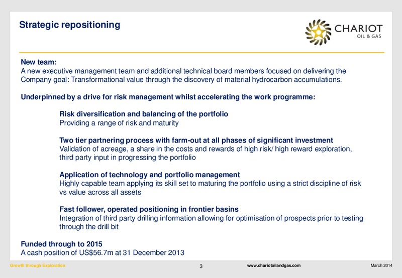 2013 EARNINGS CALL – Chariot Oil and Gas – slide 2