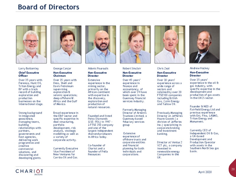 April 2020 Investor Presentation – Chariot Oil and Gas – slide 19