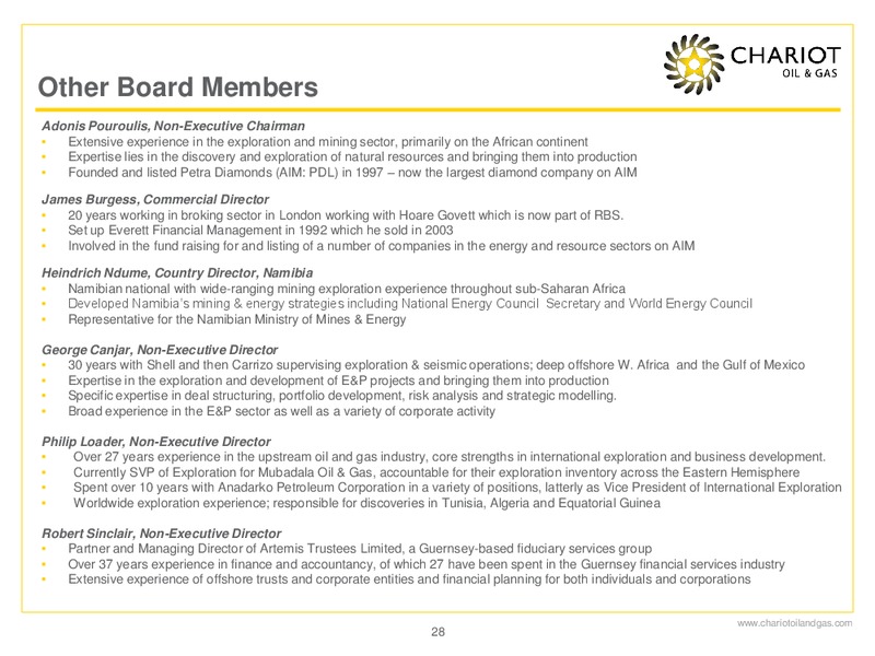 GLOBAL ENERGY CONFERENCE – Chariot Oil and Gas – slide 27