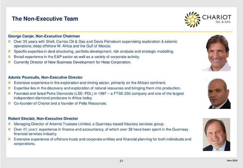 June 2018 Corporate Presentation – Chariot Oil and Gas – slide 20