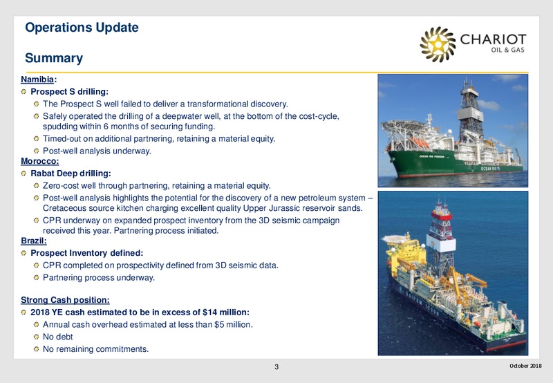 October 2018 Operations Update – Chariot Oil and Gas – slide 2